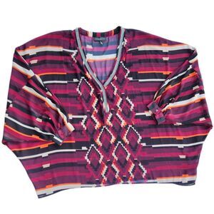 Lane Bryant Boho Dolman Sleeve Top Blouse Women's 22/24 3X  Aztec Tribal Print